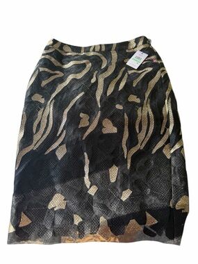 Calvin Klein Black & Gold Patterned Pencil Skirt NWT